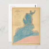 ヴィンテージニューヘブンコネチカット港の地図 ポストカード (正面/裏面)