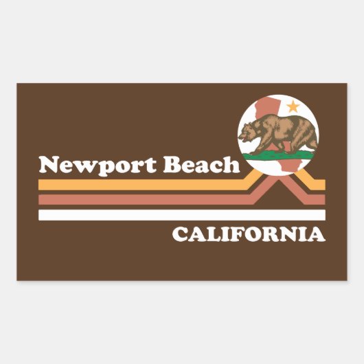 ヴィンテージニューポートビーチカリフォルニア 長方形シール (正面)