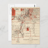 ヴィンテージニューメキシコの地図(1882) ポストカード (正面/裏面)