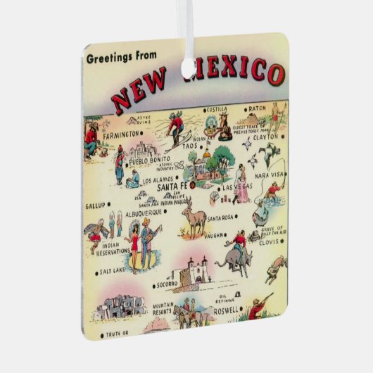 ヴィンテージニューメキシコ地図オーナメント メタルオーナメント (正面右)