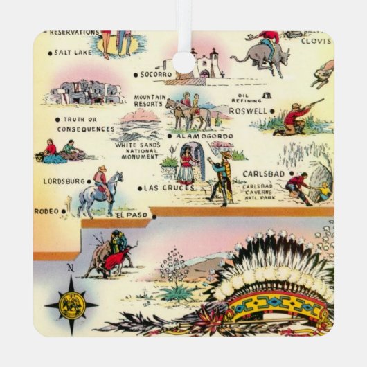 ヴィンテージニューメキシコ地図オーナメント メタルオーナメント (裏面)