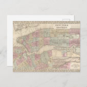 ヴィンテージニューヨークの地図/ブルックリン ポストカード (正面/裏面)