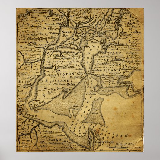 ヴィンテージニューヨークの地図 ポスター (正面)