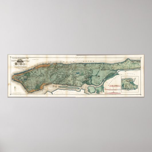 ヴィンテージニューヨークの地図 ポスター (正面)