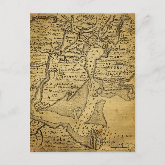 ヴィンテージニューヨークの地図 ポストカード (正面)