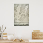 ヴィンテージニューヨークの地図(1776) ポスター (キッチン)