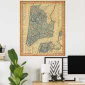 ヴィンテージニューヨークの地図(1846) ポスター (ホームオフィス)