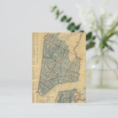 ヴィンテージニューヨークの地図(1846) ポストカード (スタンド正面)