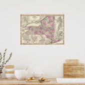 ヴィンテージニューヨークの地図（1864年） ポスター (キッチン)