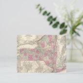 ヴィンテージニューヨークの地図(1864年) ポストカード (スタンド正面)