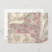 ヴィンテージニューヨークの地図(1864年) ポストカード (正面/裏面)