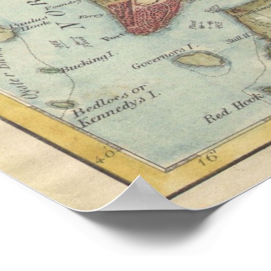 ヴィンテージニューヨークの地図(1869) ポスター (角)