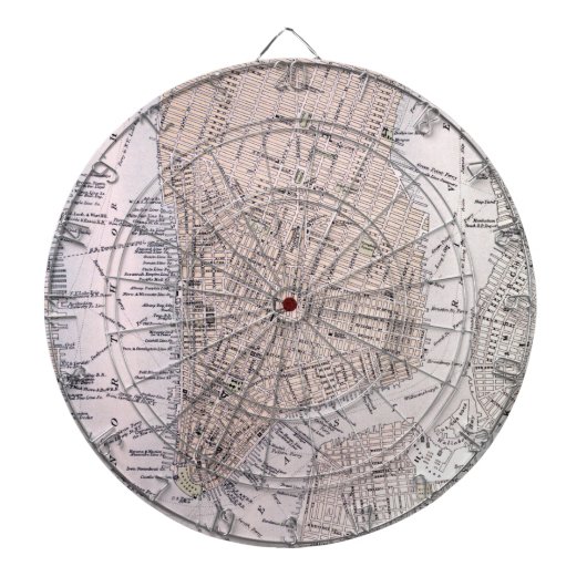 ヴィンテージニューヨークの地図(1884) ダーツボード (正面)