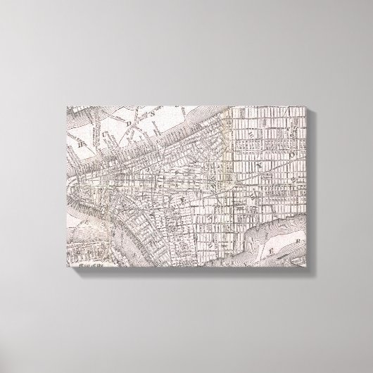 ヴィンテージニューヨークの地図(1886) キャンバスプリント (正面)