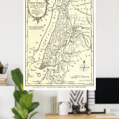 ヴィンテージニューヨークの地図(1893) ポスター (ホームオフィス)