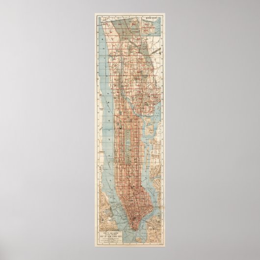 ヴィンテージニューヨークの地図(1894) ポスター (正面)