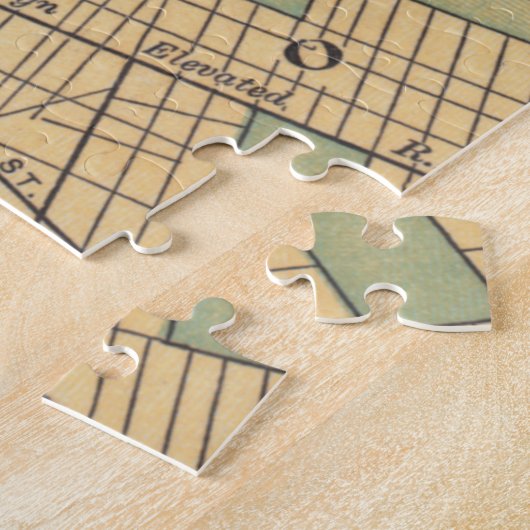 ヴィンテージニューヨークの地図(1900) ジグソーパズル (側面)