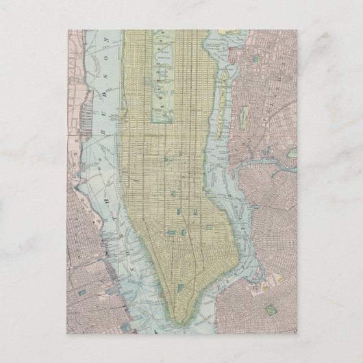 ヴィンテージニューヨークの地図(1901年) ポストカード (正面)