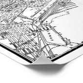 ヴィンテージニューヨークの地図(1918)BW ポスター (角)