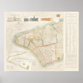 ヴィンテージニューヨークの旅行地図。旧市街。レトロ ポスター (正面)