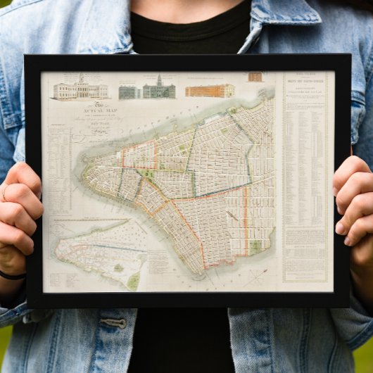 ヴィンテージニューヨークの旅行地図。旧市街。レトロ ポスター