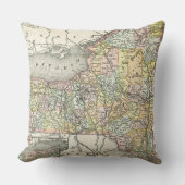 ヴィンテージニューヨークの都市と道路の地カラフル図 クッション (正面)