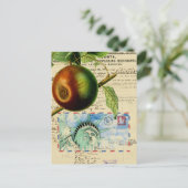 ヴィンテージニューヨークアップル自由コラージュ像 ポストカード (スタンド正面)