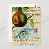 ヴィンテージニューヨークアップル自由コラージュ像 ポストカード (正面/裏面)