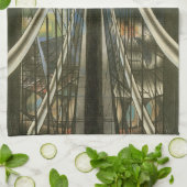 ヴィンテージニューヨークアーキテクチャ、ブルックリンブリッジ キッチンタオル (折り畳み)