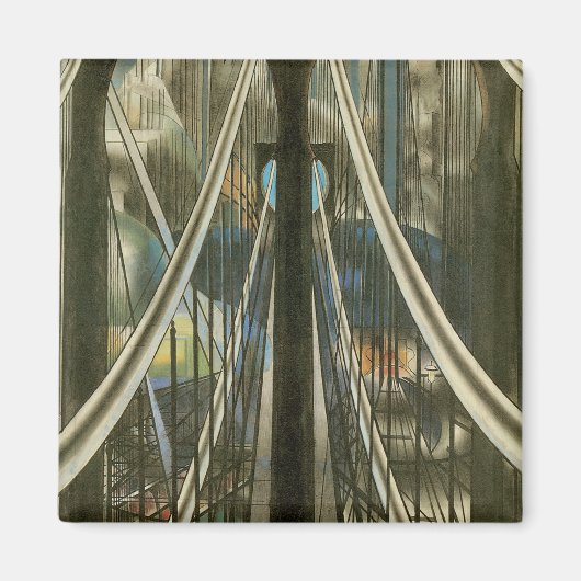 ヴィンテージニューヨークアーキテクチャ、ブルックリンブリッジ マグネット (正面)