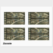 ヴィンテージニューヨークアーキテクチャ、ブルックリンブリッジ 長方形シール (シート)