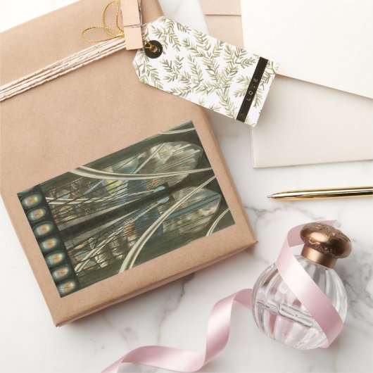 ヴィンテージニューヨークアーキテクチャ、ブルックリンブリッジ 長方形シール (ギフト)