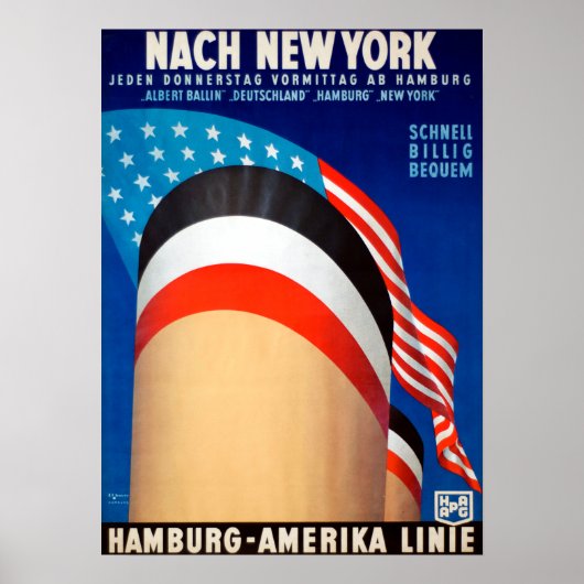 ヴィンテージニューヨーククルーズ海ライナー旅行 ポスター (正面)