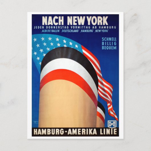 ヴィンテージニューヨーククルーズ海ライナー旅行 ポストカード (正面)