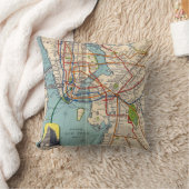 ヴィンテージニューヨークサブウェイマップ装飾用クッション クッション (ブランケット)