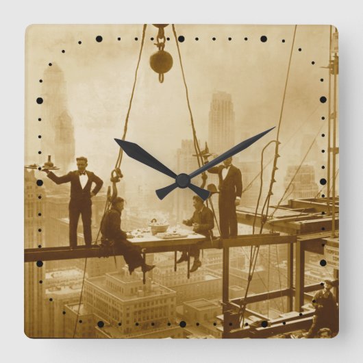 ヴィンテージニューヨークシティアイアンワーカーズランチタイム スクエア壁時計 (正面)