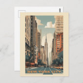 ヴィンテージニューヨークシティエンパイアステート建物旅行 ポストカード (正面/裏面)