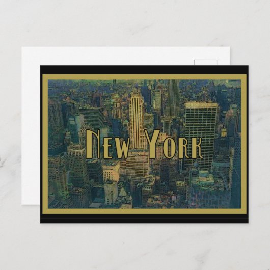 ヴィンテージニューヨークシティスカイライントラベル ポストカード (正面/裏面)