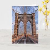 ヴィンテージニューヨークシティスカイラインブルックリンブリッジ カード (黄色い花)