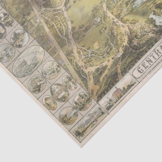 ヴィンテージニューヨークシティセントラルパークマップデクページ 薄葉紙 (詳細)