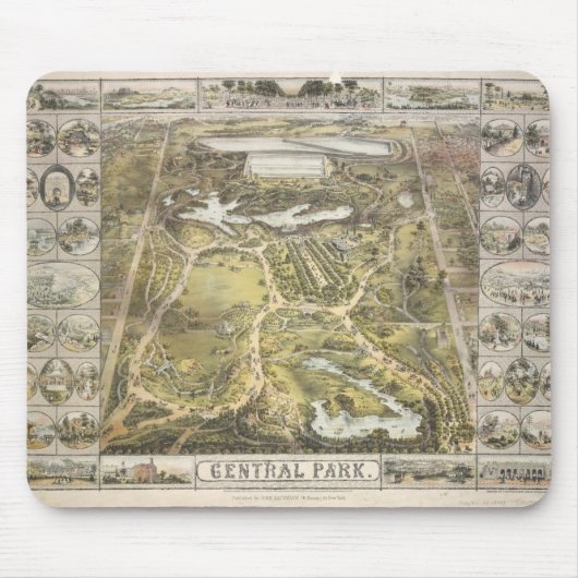 ヴィンテージニューヨークシティセントラルパークマップ1863 マウスパッド (正面)