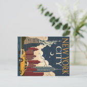 ヴィンテージニューヨークシティナイトスカイライン ポストカード (スタンド正面)