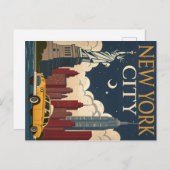 ヴィンテージニューヨークシティナイトスカイライン ポストカード (正面/裏面)
