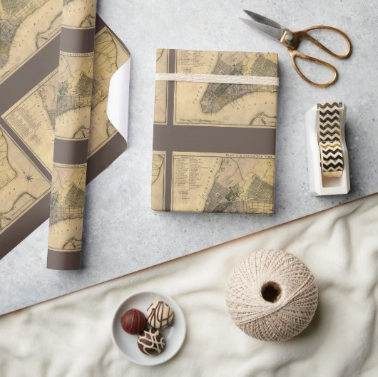 ヴィンテージニューヨークシティプラン1789復元済み ラッピングペーパー (クラフト)