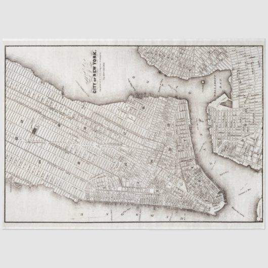 ヴィンテージニューヨークシティマップエフェメラデクページ 薄葉紙 (正面)