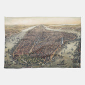 ヴィンテージニューヨークシティマンハッタンブルックリンブリッジ キッチンタオル (横)