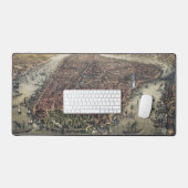 ヴィンテージニューヨークシティマンハッタンブルックリンブリッジ デスクマット (キーボード&マウス)