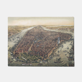 ヴィンテージニューヨークシティマンハッタンブルックリンブリッジ ドアマット