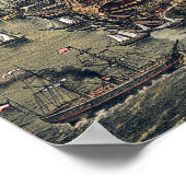 ヴィンテージニューヨークシティマンハッタンブルックリンブリッジ ポスター (角)