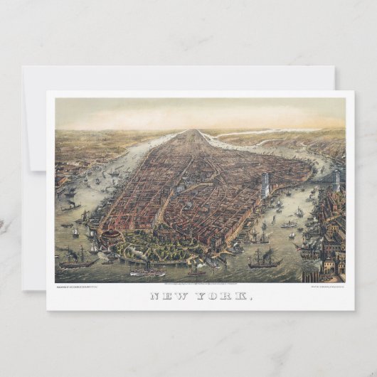 ヴィンテージニューヨークシティマンハッタンブルックリンブリッジ 招待状 (正面)